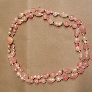 Vintage Hong Kong Mid Century 2 Strand Necklace Corals Pinks